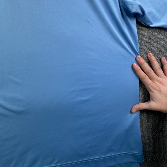 Footjoy FJ Polo Men Large Shirt Short Sleeve Solid Blue Blank Stretch Golfing - Picture 14 of 16